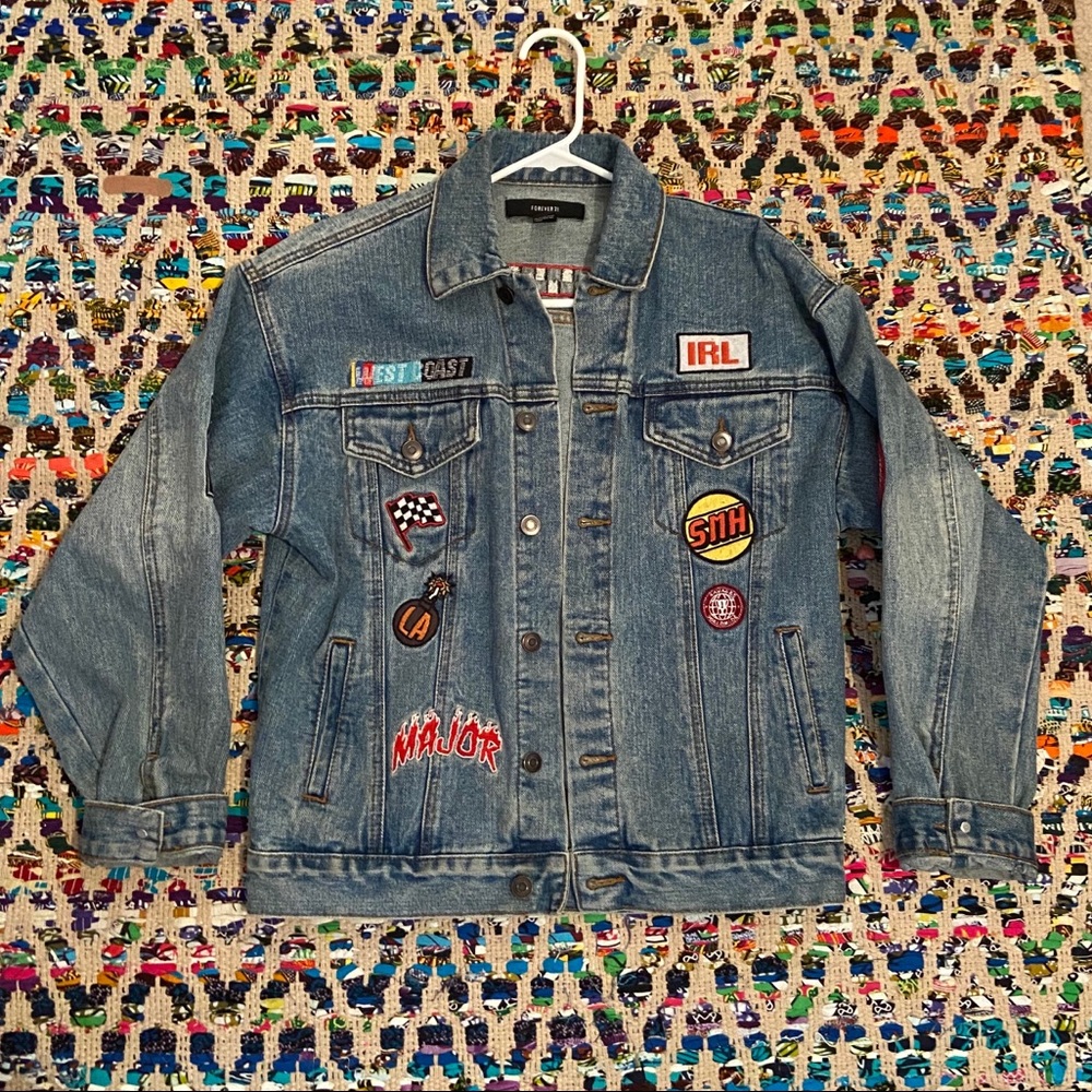 Denim jacket with patches